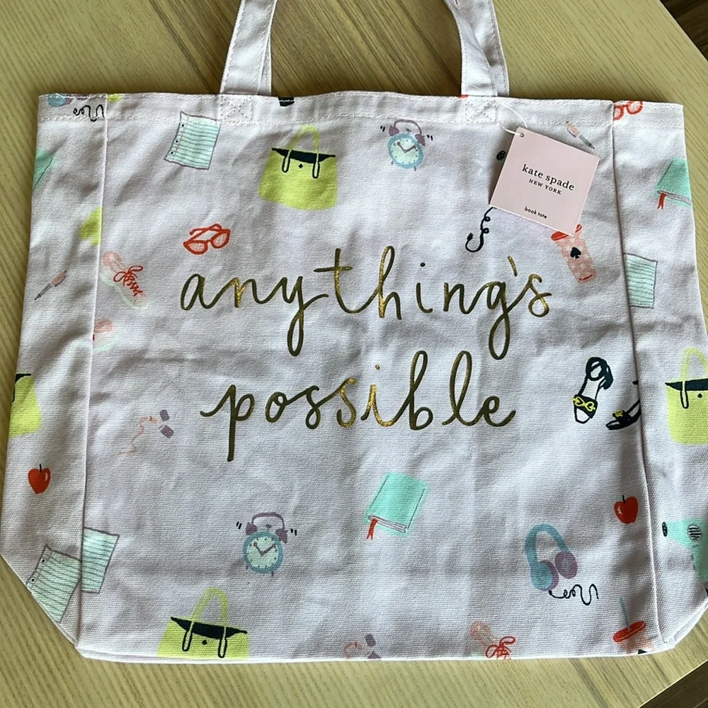 Kate Spade “anything’s possible” Fashionably Late Book Tote NWT - Picture 3 of 9